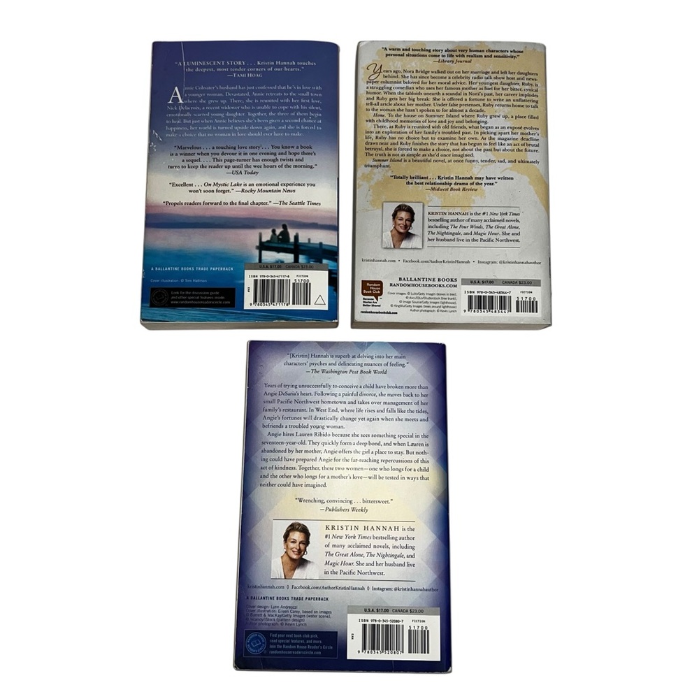 Kristin Hannah Book Lot/3 On Mystic Lake/Summer Island/The Things We Do For Love - Picture 2 of 7